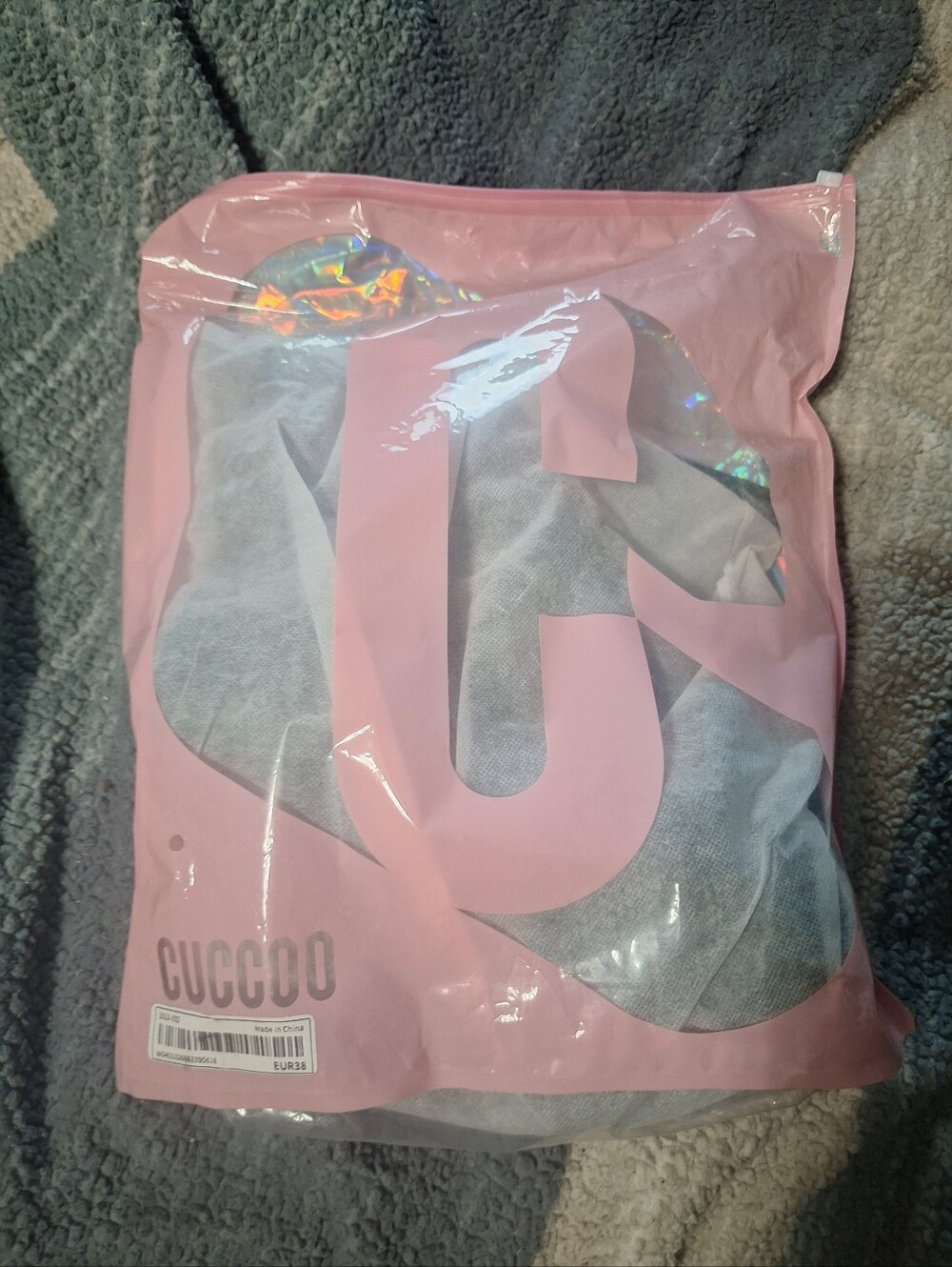 CUCCOO Hoodie in Light Gray with Holographic Accent